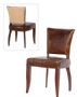 Gatsby Brown Leather Dining Chair with Linen Back